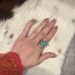 Genuine .925 Lone Mountain Turquoise Star Ring